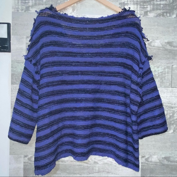 Free People Striped Pullover Frayed MEDIUM - Picture 3 of 7